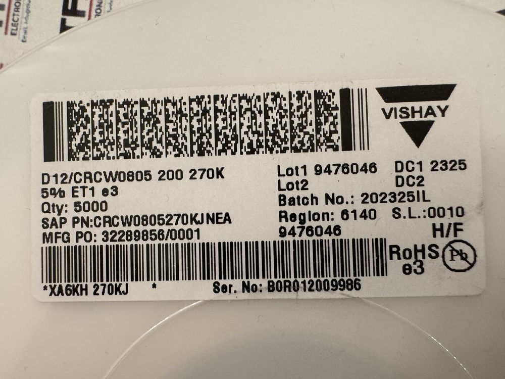 CRCW0805270KJNEA product photo 2